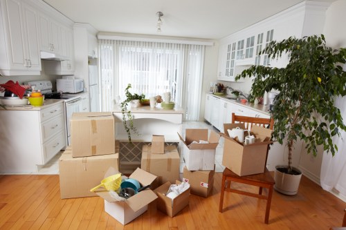 Boxes and household furniture prepared for a local move