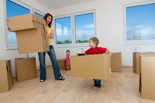 Packed boxes ready for removals van transport in Kingston upon Thames