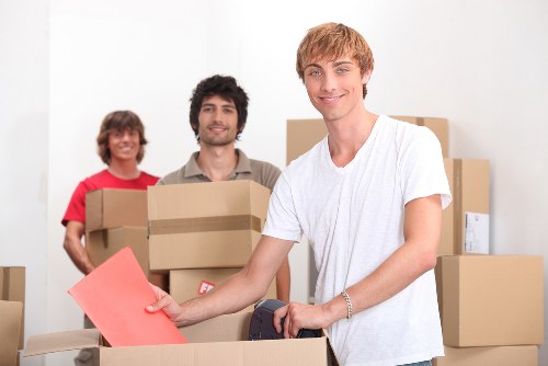 Residential moving van support on a Kingston upon Thames street